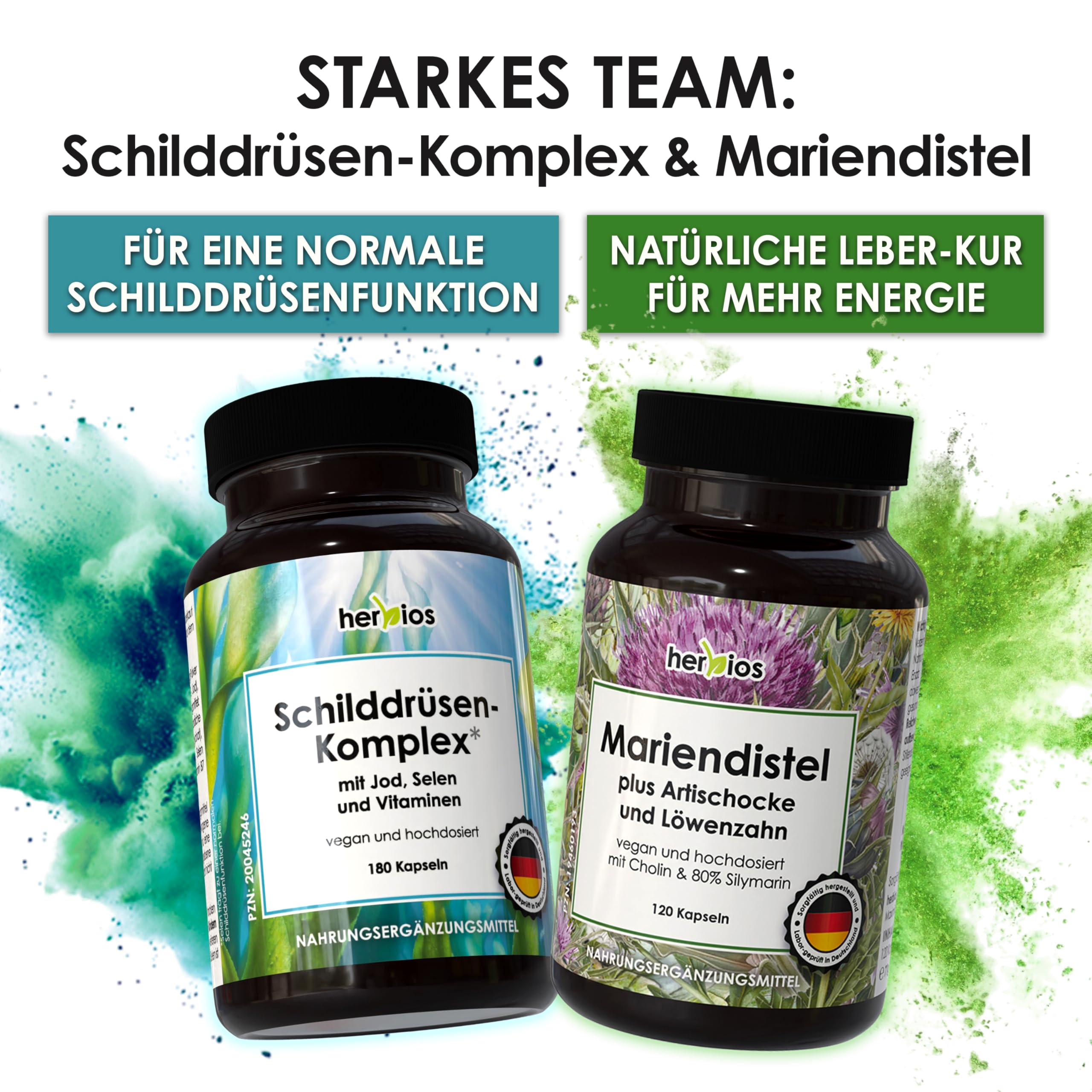 Jod-Selen Komplex –180 Schilddrüsen-Kapseln für 6 Monate – hochdosiert mit L-Tyrosin, Eisen, B-Vitaminen & Folsäure – Natürlich, Vegan & Laborgeprüft