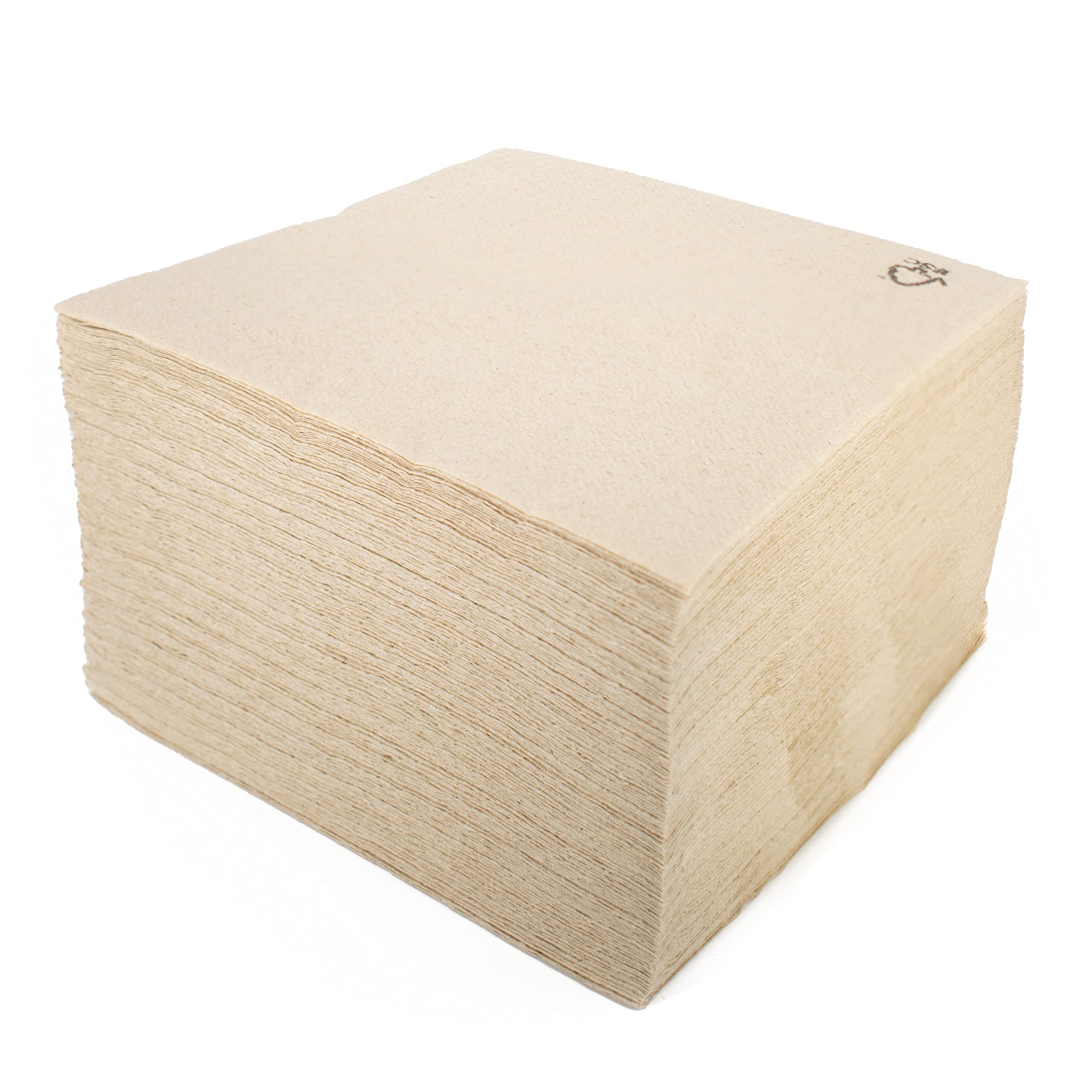 wisefood Tovaglioli di carta quadrati marrone naturale, 3000 pezzi, 33 cm, 1 velo, per feste, compleanni, celebrazioni, tovaglioli da tavola riciclabili e biodegradabili di alta qualità