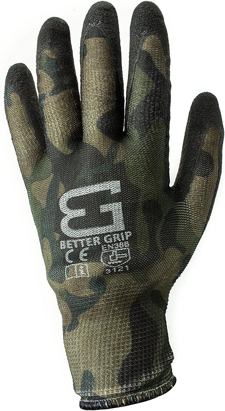 Ultra-Thin BGSMT1 Nylon Sandy Latex Coated Work Gloves, 12 Pairs (Small, Military Brown)