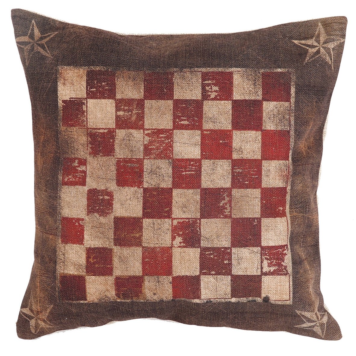 Uniquely Cotton Linen Pillowcase Home Decor Square Retro Chessboard Red White Checkered Throw Pillow Sham Cushion Cover 18" x 18"