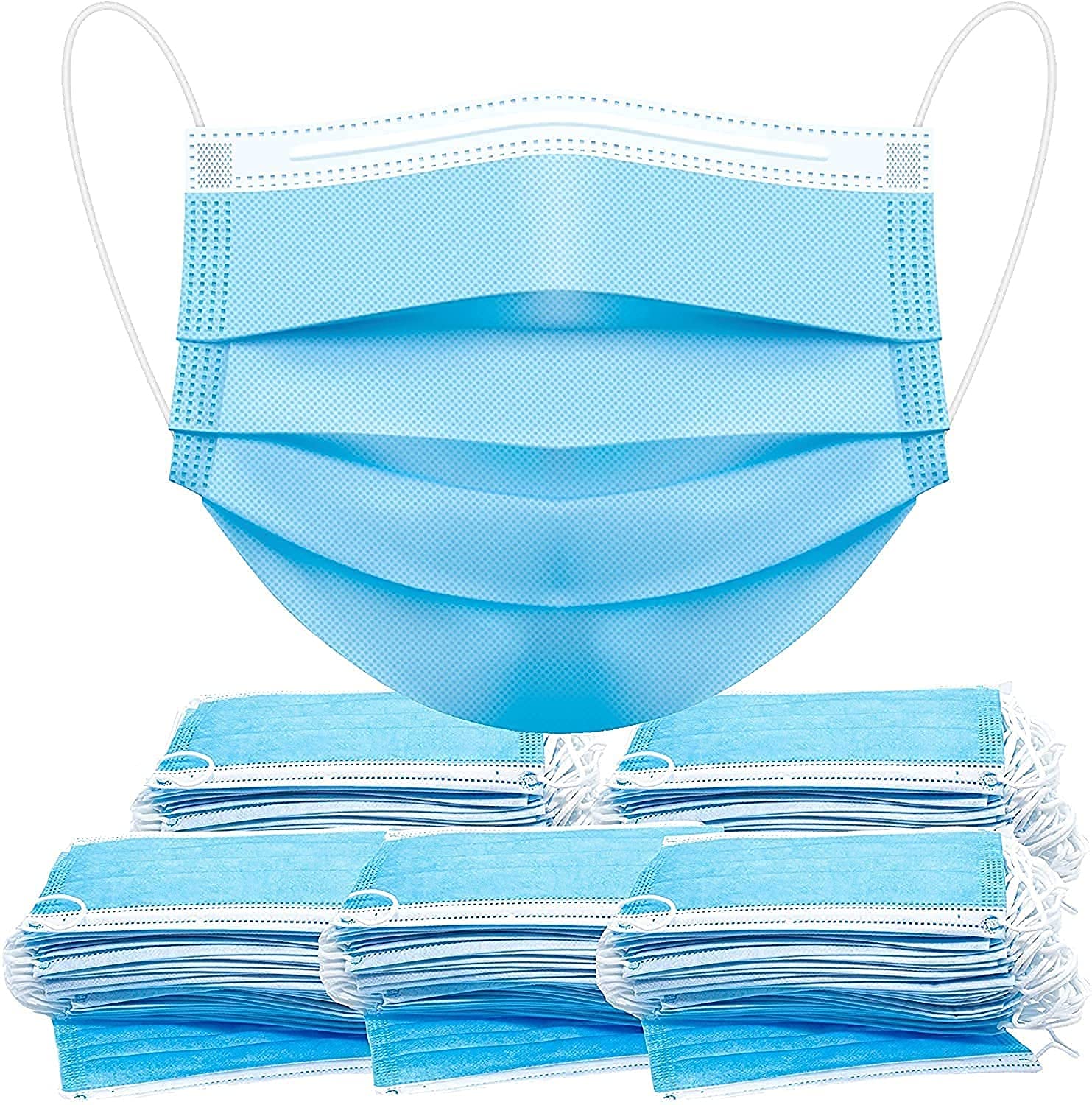 GIRIRAJ MART Non woven fabric and 3 layer pollution face dust surgical disposable mask with Nose Pin - Pack of 300-image-15