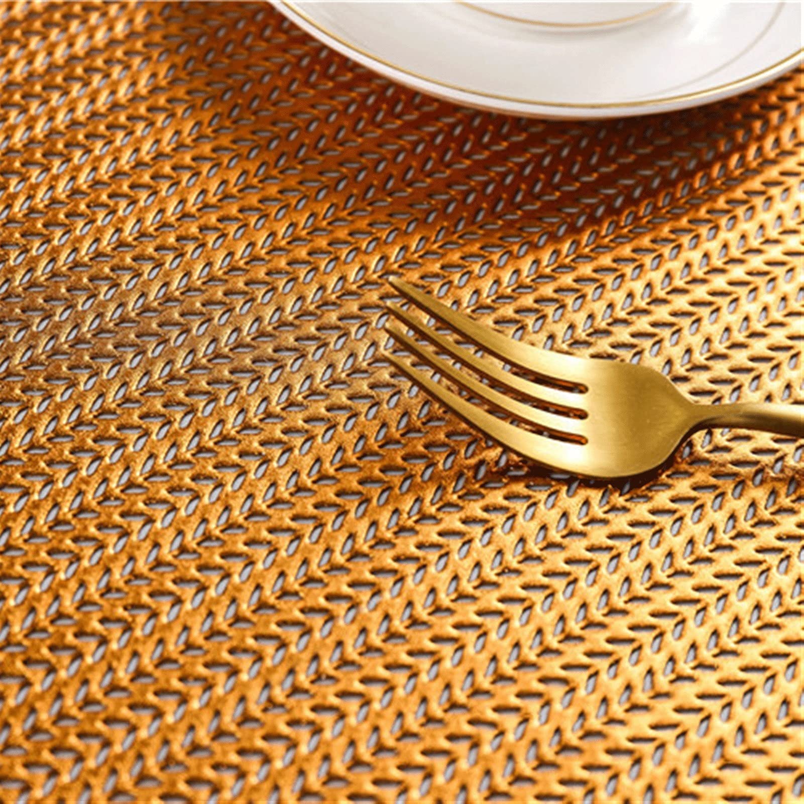 Napperons Lavables 4pcs Placements en PVC Isolation Thermique Creux rectangulaire rectangulaire Mat Protection de l'environnement Table à Manger Table de Table de Table Facile à Nettoyer