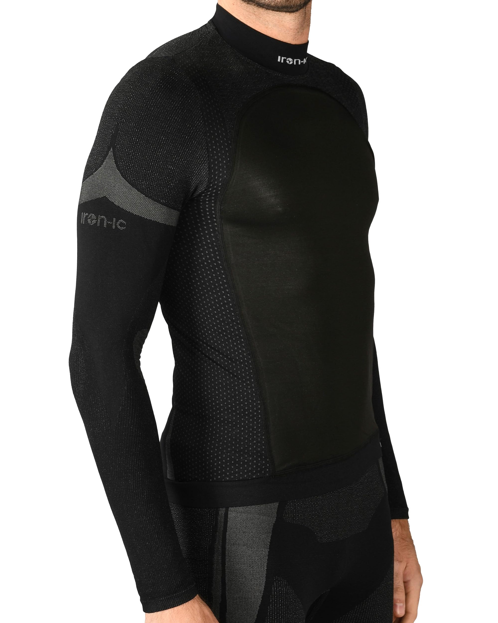 Iron-Ic - T-Shirt Uomo Maniche Lunghe Thermic Seamless con Struttura Antivento Traspirante - Fitting Slim Compression - Art. 201664