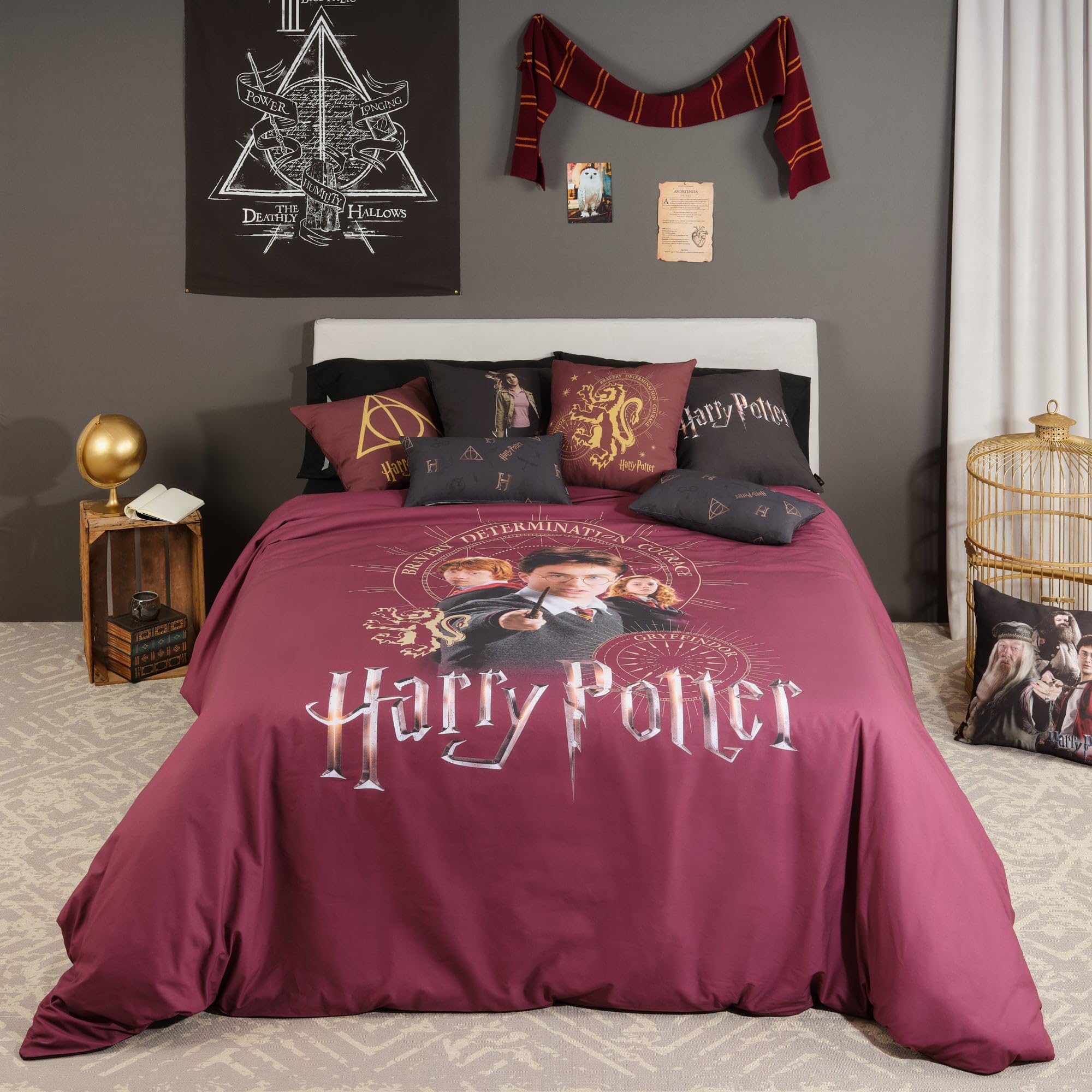 BELUM | Funda Nórdica Microsatén Harry Potter para Cama de 150/160 - Medidas Producto: (240x220 cm) - Modelo: Gryffindor Bond