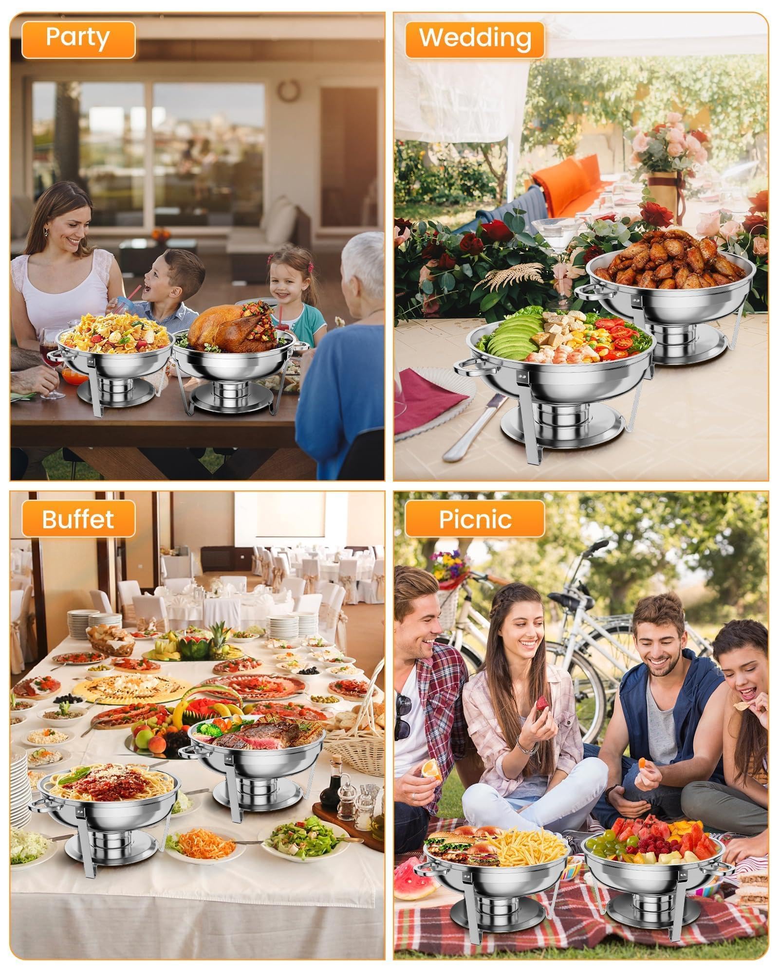 Zstar Set 4 Chafing Dish 5QT Acero Inoxidable Para Banquetes |