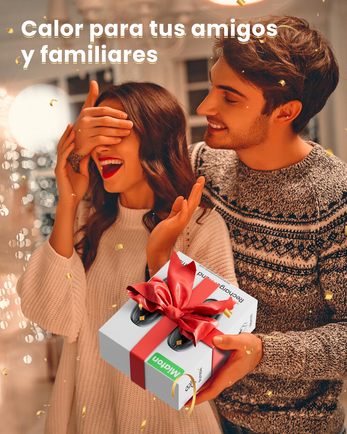 Calentador de Manos Recargable 2 Piezas, 14000mAh Batería Calentador Portátil Eléctrico de Bolsillo, Regalos para Navidad/Camping/Caza/Senderismo