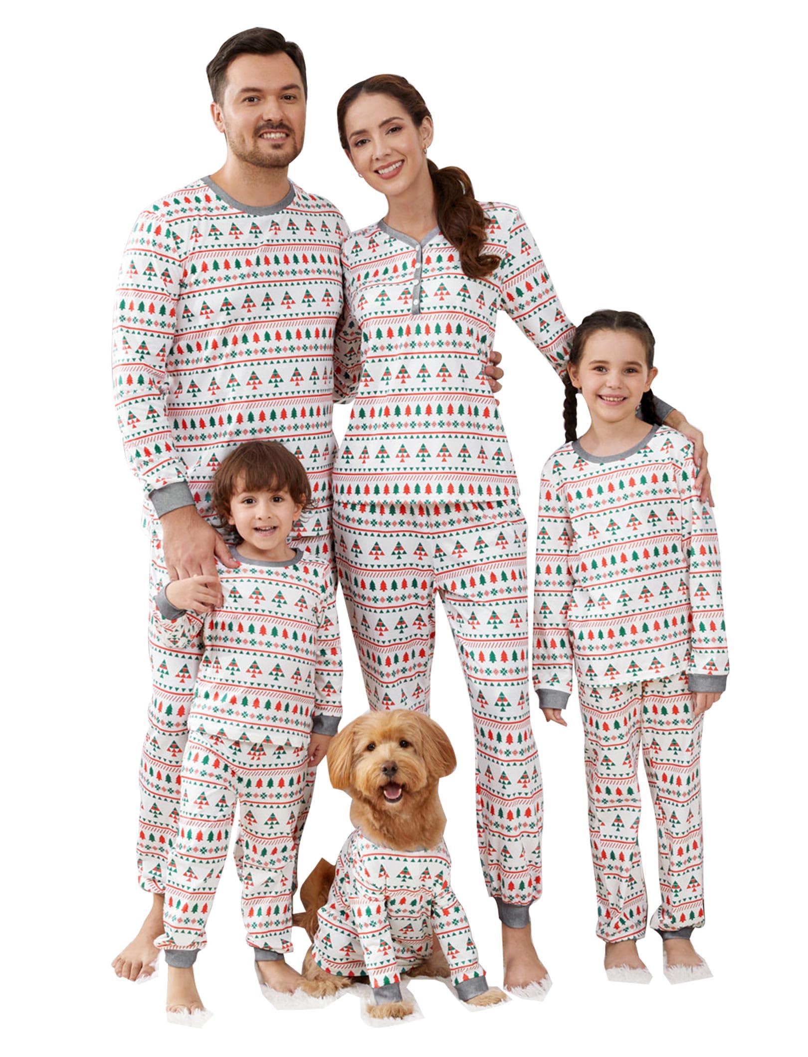 PATPAT Family Matching Christmas Pajamas Sets Long Sleeve Classic Print Thin Tops With Comfy Trousers
