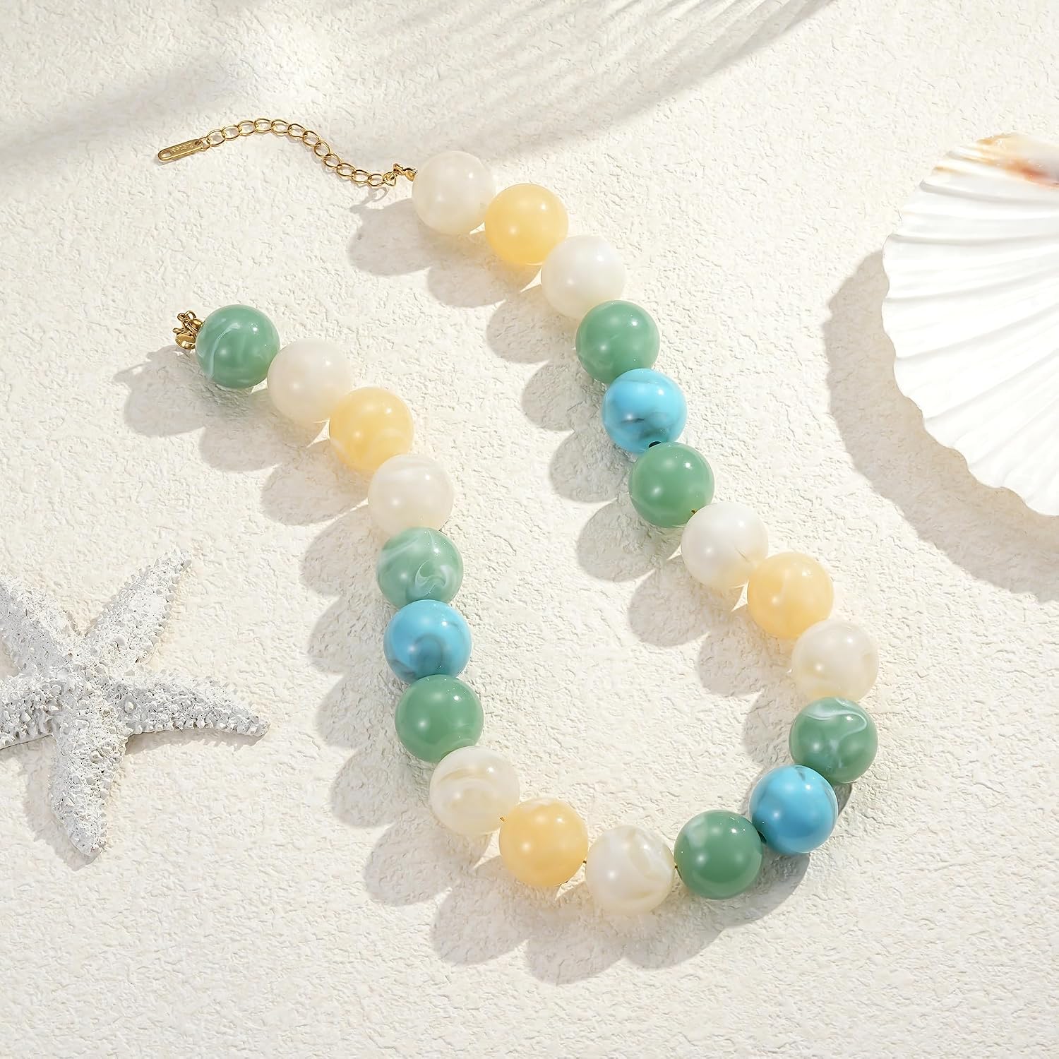 Joo&Rind Chunky Beaded Necklace for Women Colorful Bead Necklaces Bohemian Large Beads Necklace Jewelry for Summer Beach Everyday Vacation & Gift