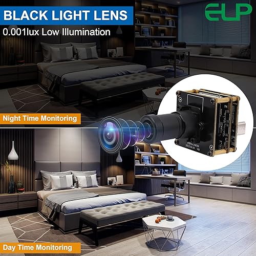 Miniatura 6 de ELP Módulo de cámara HDMI USB 4K Cámara de PC de visión nocturna para monitor de computadora con zoom digital simultáneo 2X y resolución de 8 mp,