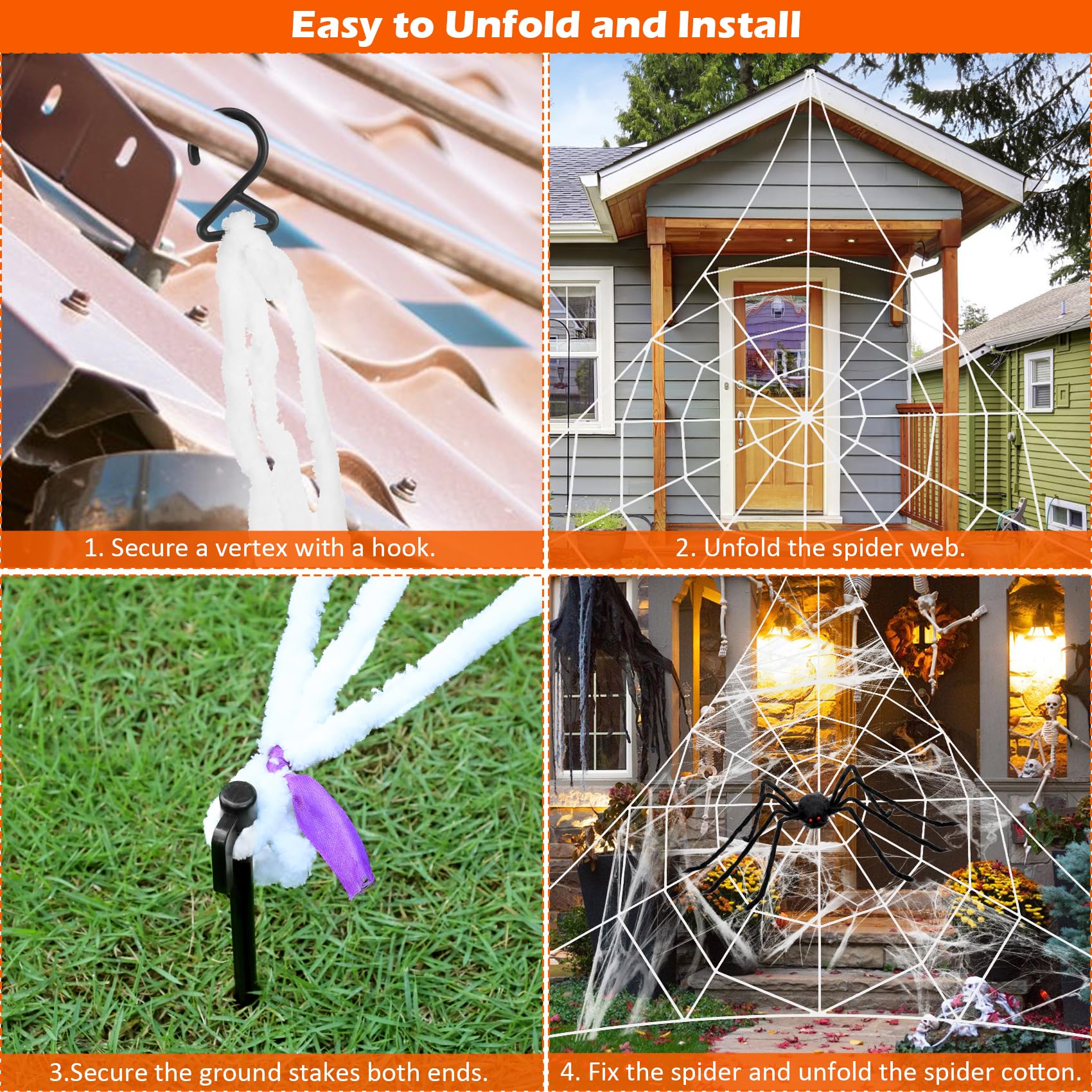 Snapklik.com : Halloween Decorations Outdoor, 17.7Ft Giant Spider Web