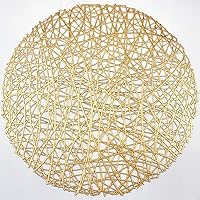 AdasBridal Gold Round Placemats Set of 6 - Metallic Hollow Out Vinyl Table Mats, 15.2" Dinner Wedding Decor Centerpieces