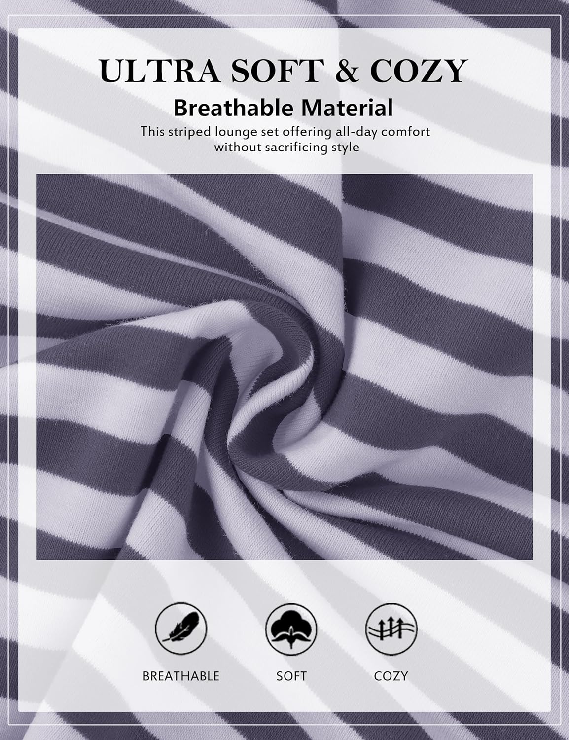 MISSACTIVER Women's Striped Lounge Set Long Sleeve Tee Shirts Drawstring Wide Leg Shorts Matching 2 Piece Pajamas Set - Image 6