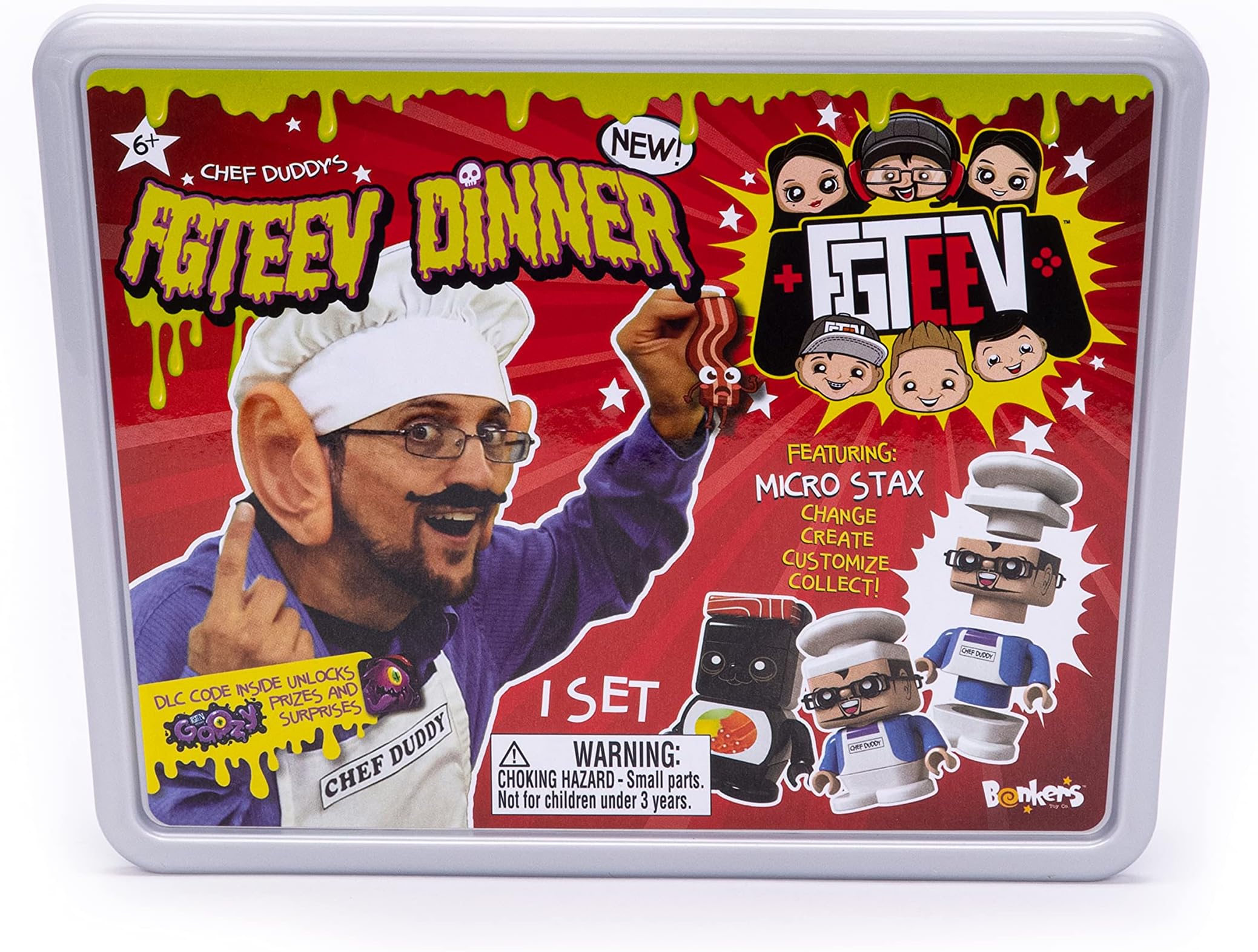 Chef Duddy Dinner - Filled with Surprises Including Gurkey Turkey Gravy Putty, and 4 Food-Themed Micro STAX Figures – Change, Create, Customize, Collect
