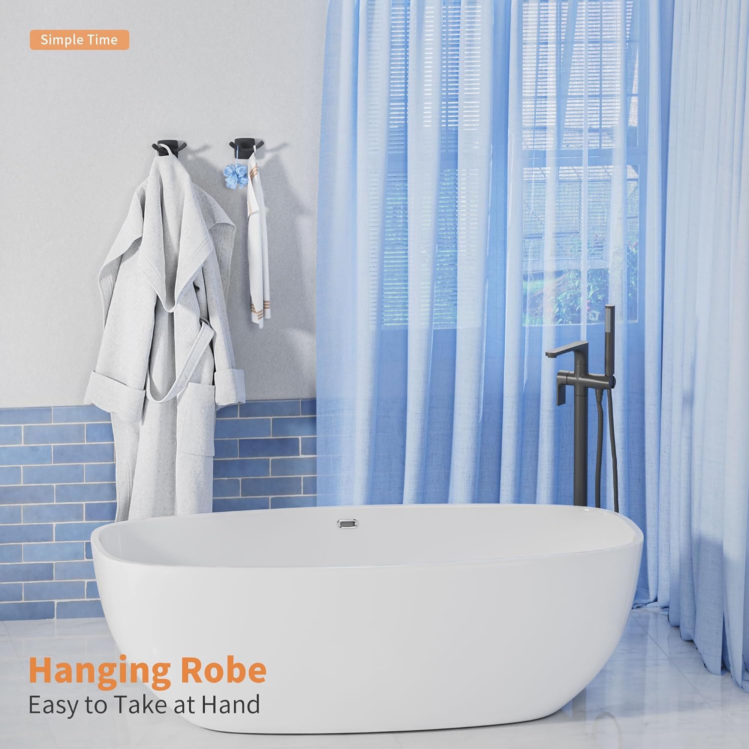 Towel Hooks for Bathrooms Zinc Alloy Rustproof, Wall Mounted Double Hooks for Bathroom, Shower, Kitchen, Door, Hanging Bath Towel, Robe, Coat, Key, Loofah, Matte Black 2 PCS