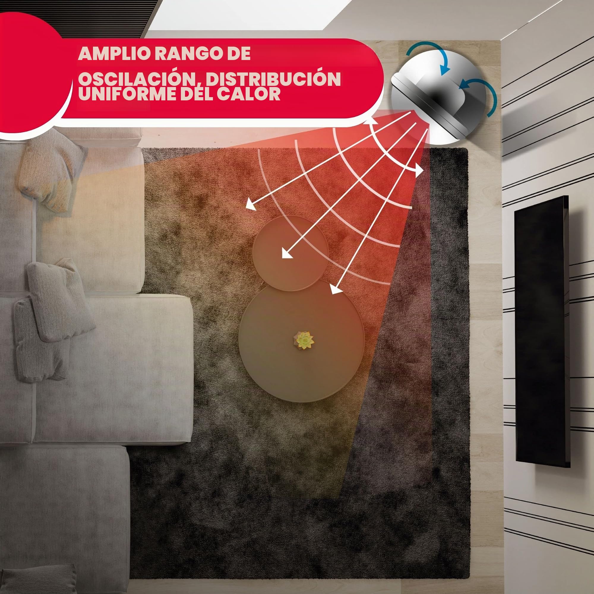 ARDES AR4P16 TATANKA Termoventilador cerámico oscilante 2000W, Termoventilador cerámico con panel de control y mando a distancia, Termoventilador silencioso oscilante Niveles Eco y confort