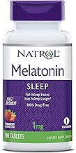 Natrol Melatonin Fast Dissolve Tablets, Helps You Fall Asleep Faster, Stay Asleep Longer, Easy to Take, Dissolves in Mouth, Faster Absorption, Maximum Strength, Strawberry Flavor, 1mg, 90Count - coolthings.us