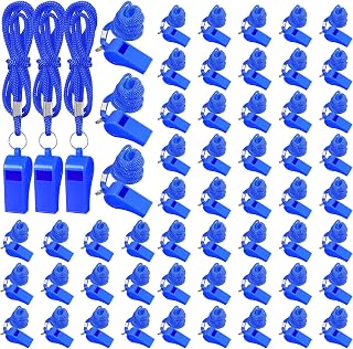 Honoson 100 Pcs Whistle for Adults with Lanyard Plastic Safety Emergency Whistle Survival Loud for Lifeguard Coaches Hiking Outdoor Camping Accessories