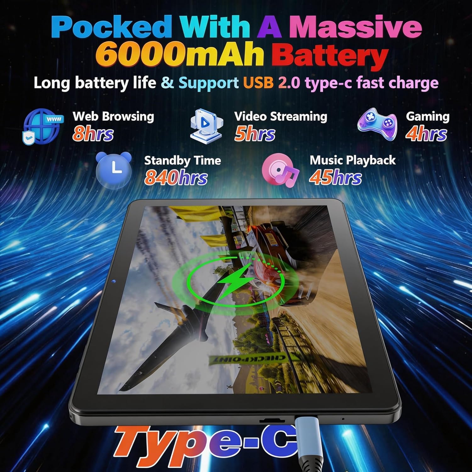 10 Inch Tablet, Android 15 with 18GB RAM + 128GB ROM (1TB Expandable), Octa-Core, 1280x800 IPS HD Touchscreen, 5MP+8MP Dual Camera, 6000mAh, Tablet with Face Unlock, Gaming,Widevine L1