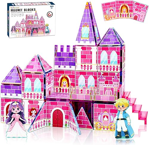 Azulejos magnéticos para niñas  Bloques magnéticos de princesa, juguetes de construcción para niños de 3 a 5 4 a 8 años, juguetes sensoriales de
