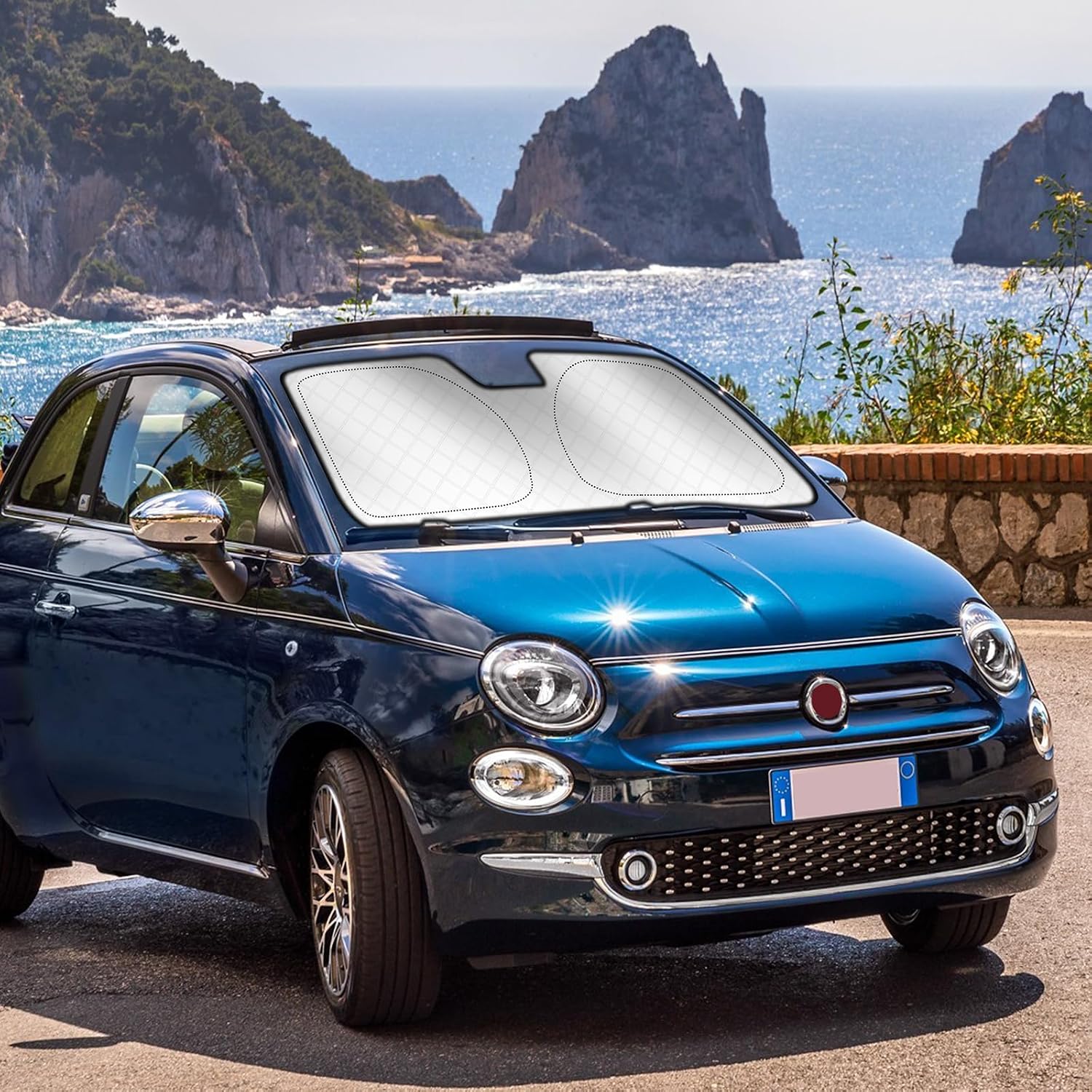 KUNGKIC for Fiat 500 Abarth 595 Foldable Front Window Windshield Sunshade UV Block Auto Interior Protection Interior Accessories