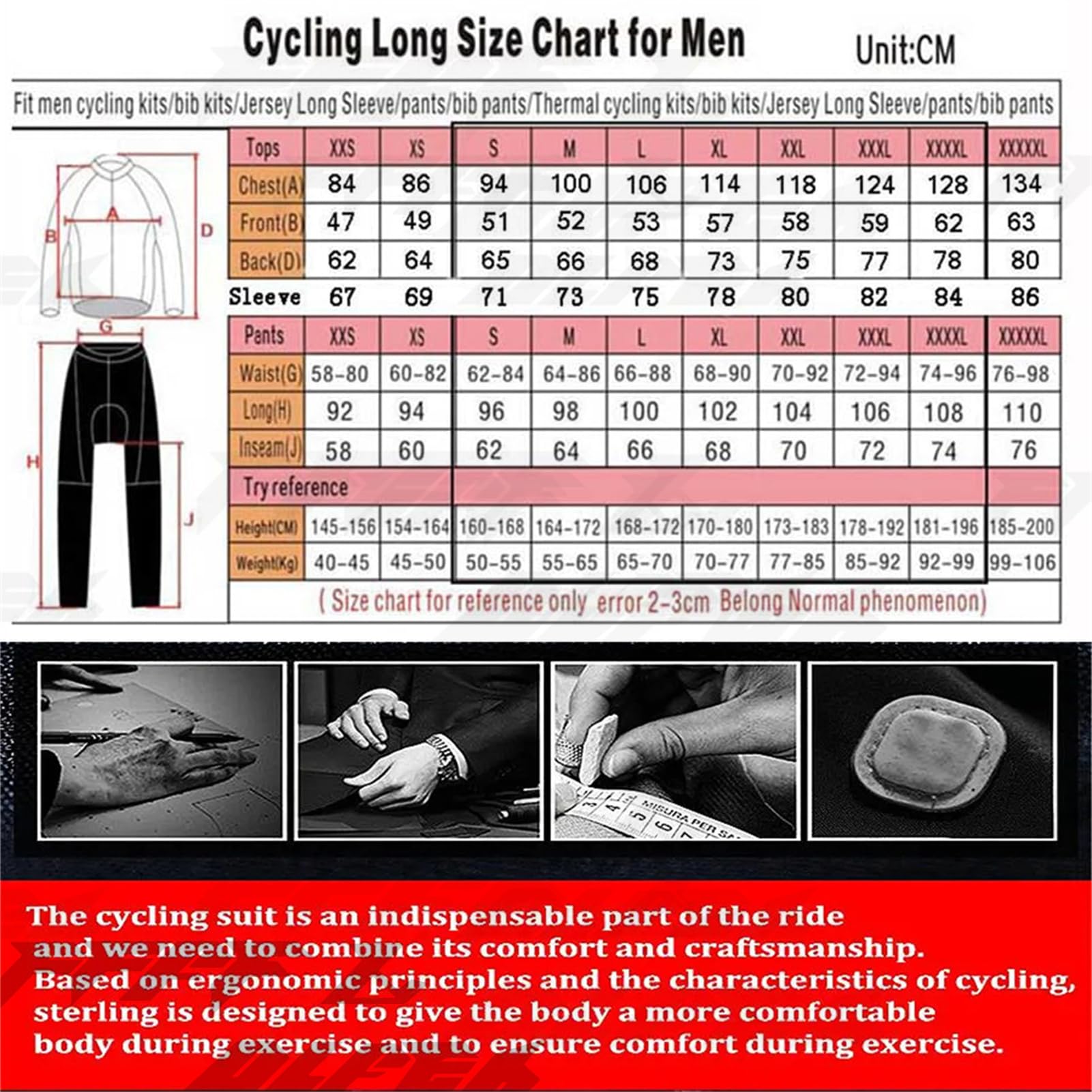 Ropa Ciclismo Otoño/Invierno/Primavera para Hombre Ciclismo Acolchado Maillot MTB de Manga Larga y Culotte Pantalones Acolchado 9D＋Gafas de Ciclismo Guantes