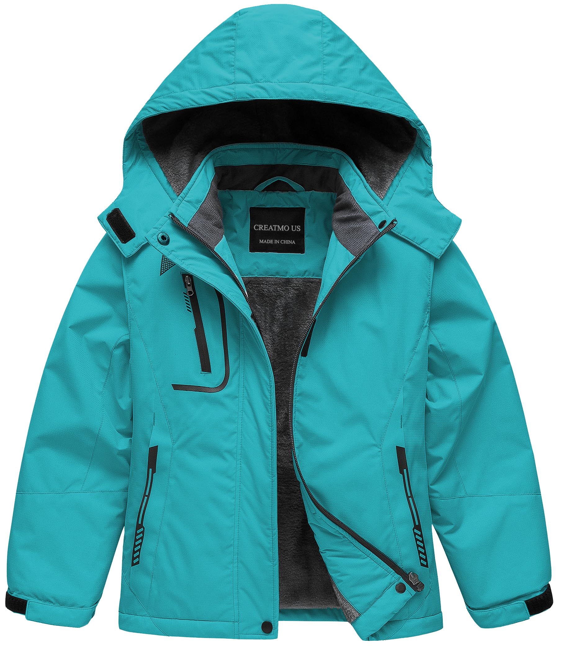 CREATMO USGirl's Waterproof Ski Jacket Warm Winter Snow Coat Windproof Snowboarding Rain Jacket