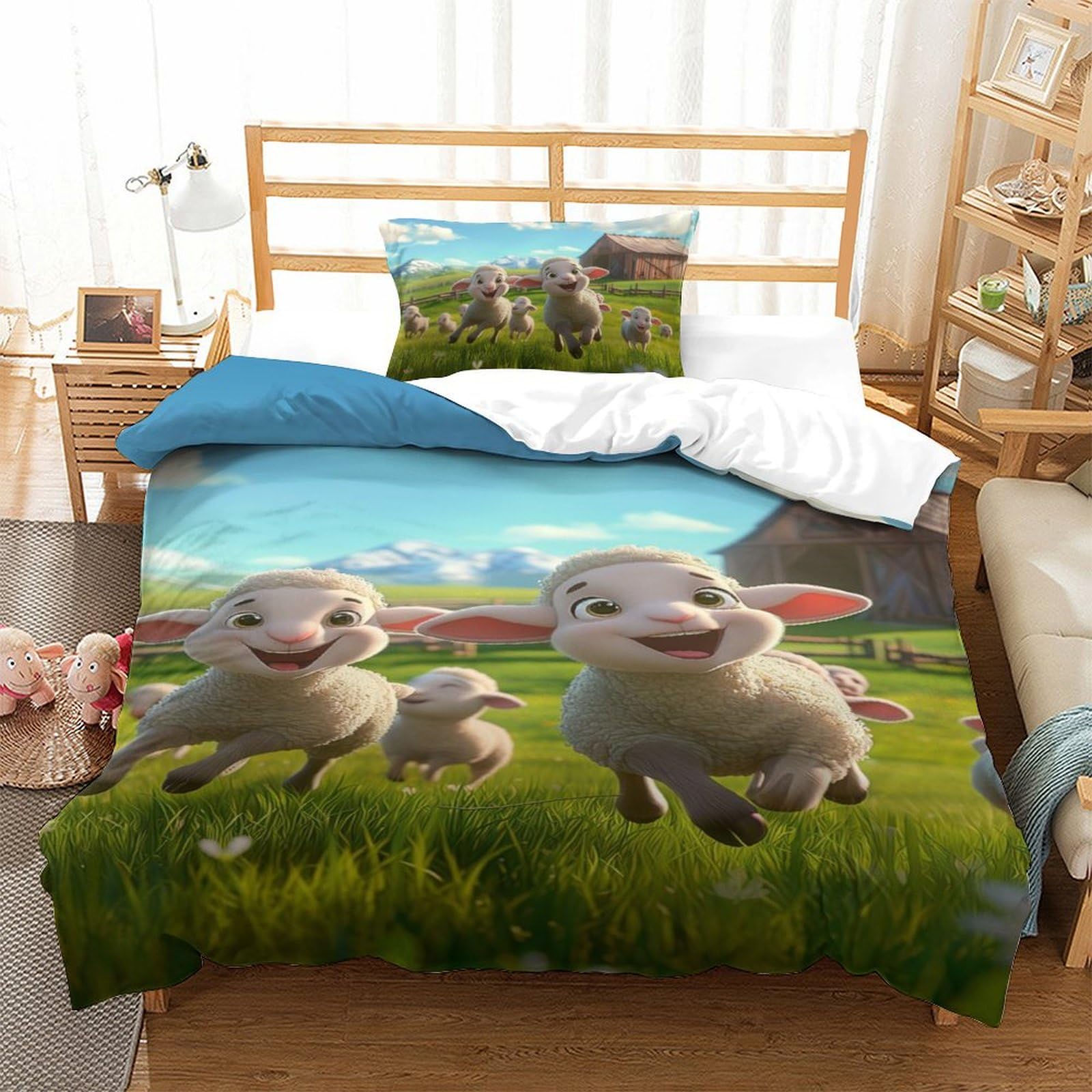 Parure de lit moutons 3D douce et respirante pour créer un cocon douillet dans la chambre