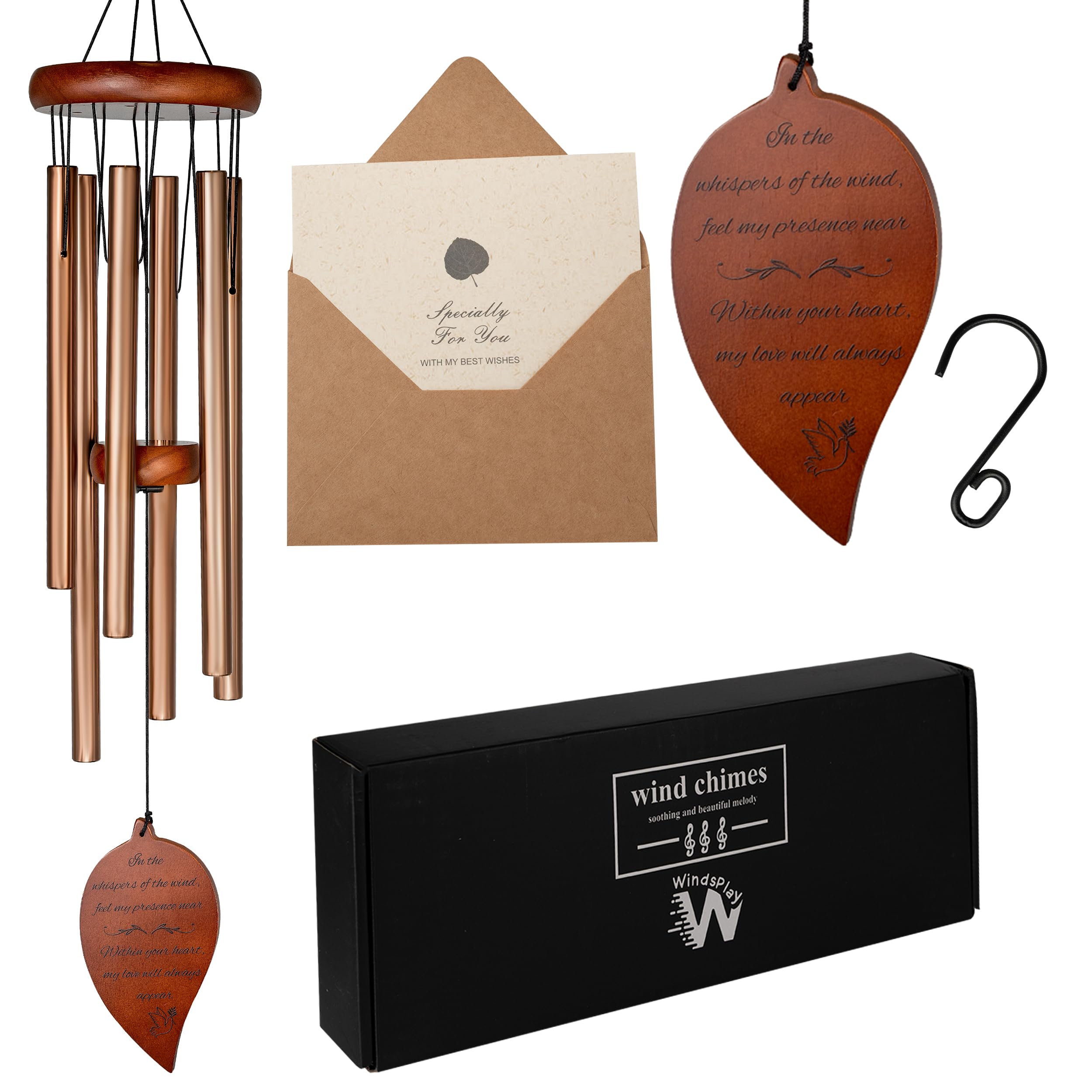 Memorial Wind Chimes - 32.5" Sympathy Wind Chimes for Loss of Loved One - Personalized Bereavement & in Memory Wind Chimes for Mother, Father, Husband, Child, Daughter & Son - (Rose Gold)