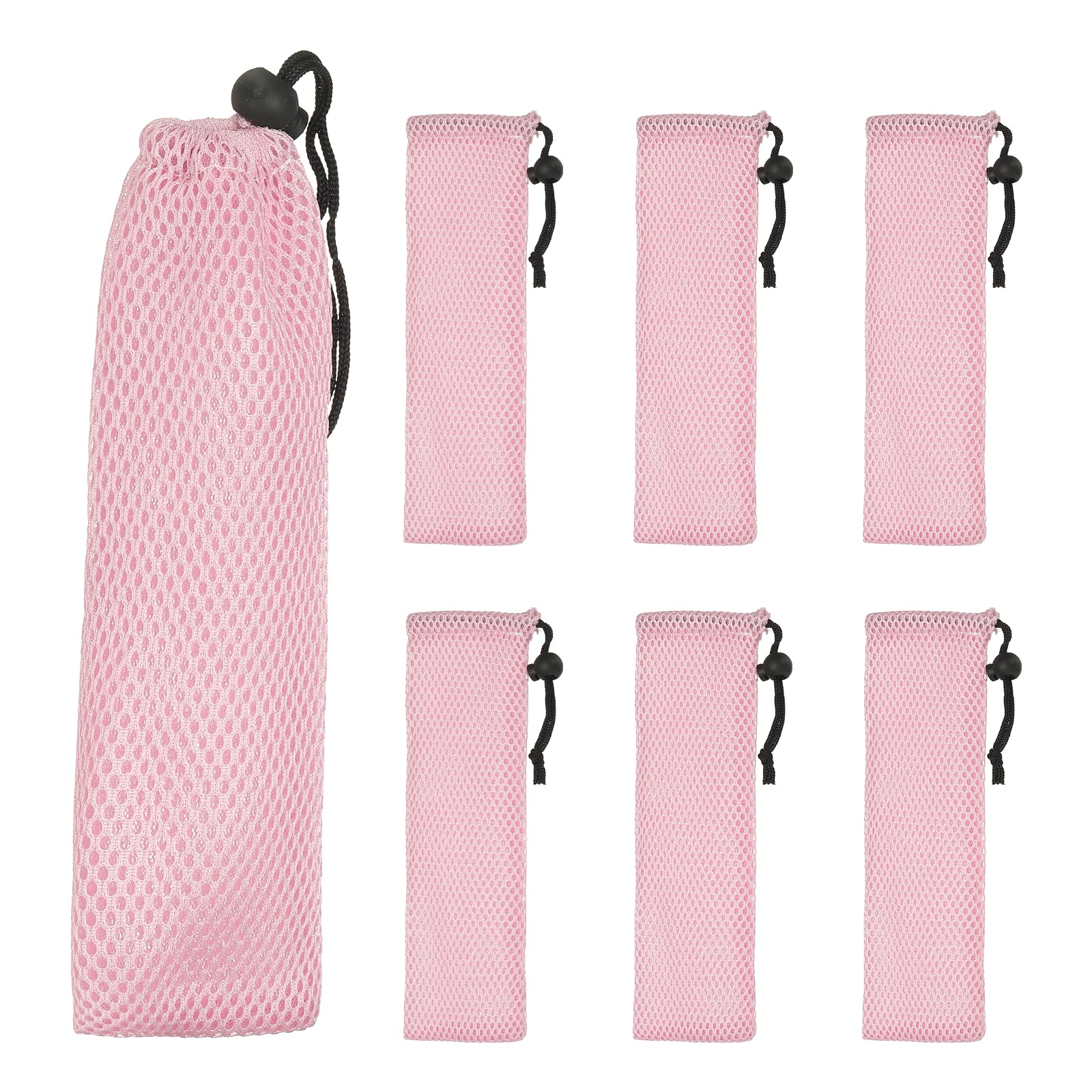 sourcing map 6 Pcs Pouch Bag Straw Carrying Cases, Portable Cutlery Sleeve Chopstick Case Utensil Bag for Home Travel Outdoor Storage Fork Spoon Chopsticks, S & Pink