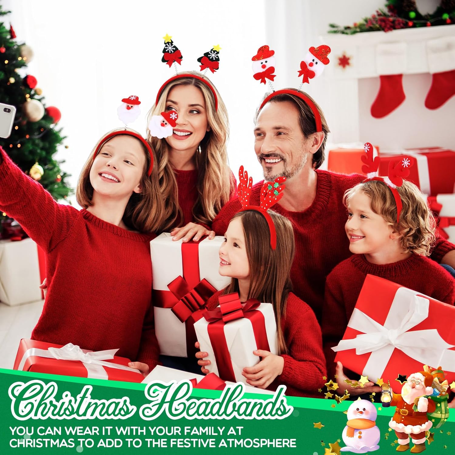 36 Pcs Christmas Headbands bulk with Assorted Design Reindeer Antlers Holiday Headbands Accessories for Adults