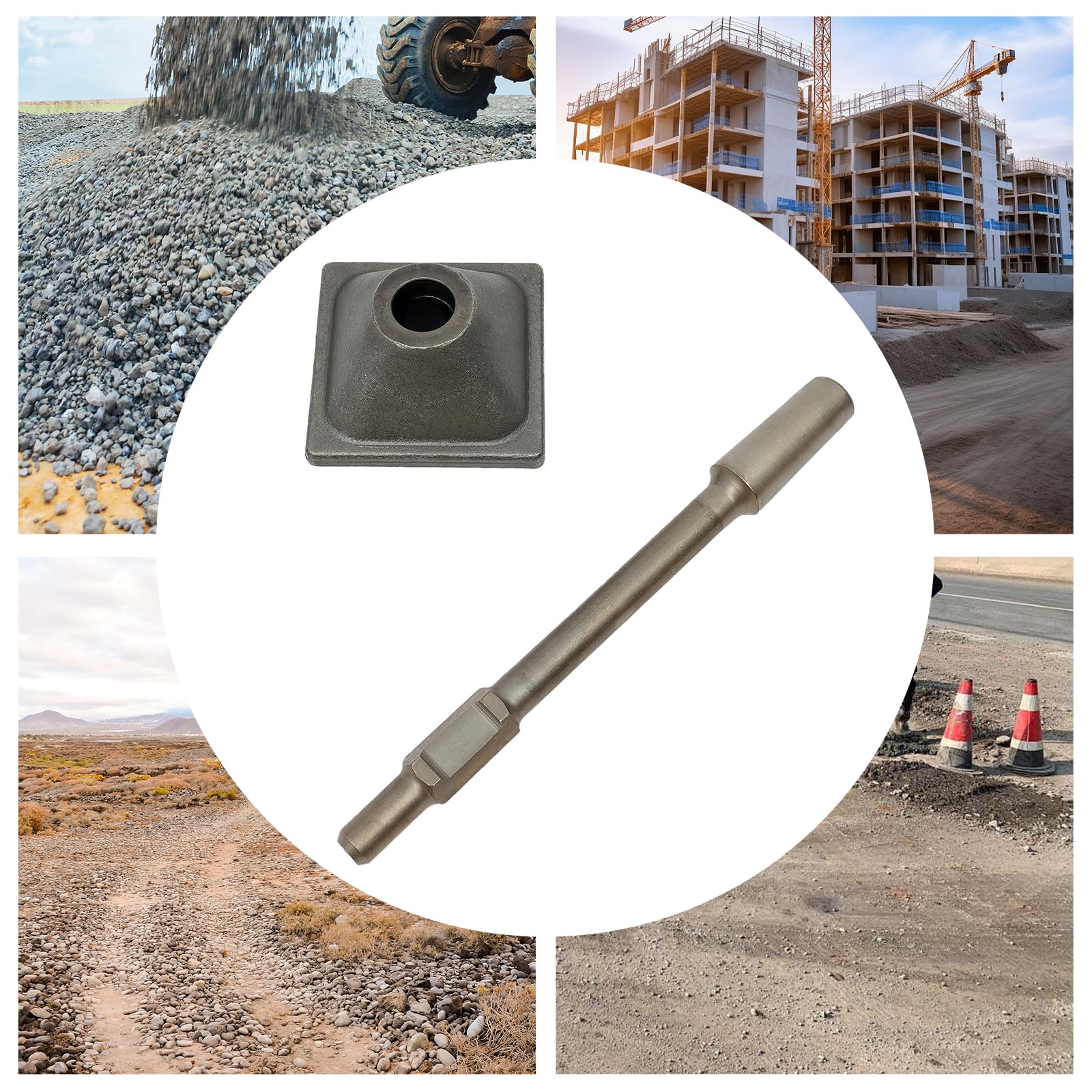 Jack Hammer zagęszczarka antywstrząsowa Hex Spline, płyta ubijająca, wałek tampingowy, płyta do ubijania betonu, płyta do ubijania do dużych obciążeń, trzpień sześciokątny 1-1/8" do