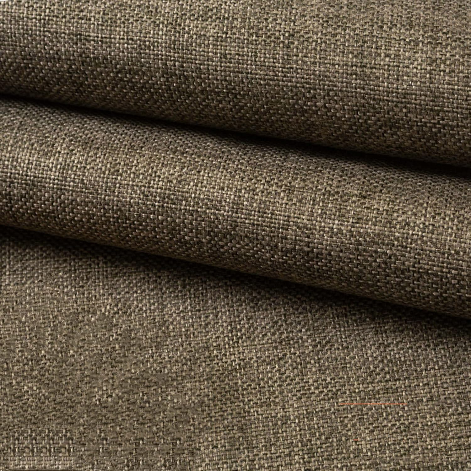 TinaKim Thick Linen Type Upholstery Fabric by The Yard, for Sofa Chair Slipcover Material (Coffee Green 8, 1Yard)