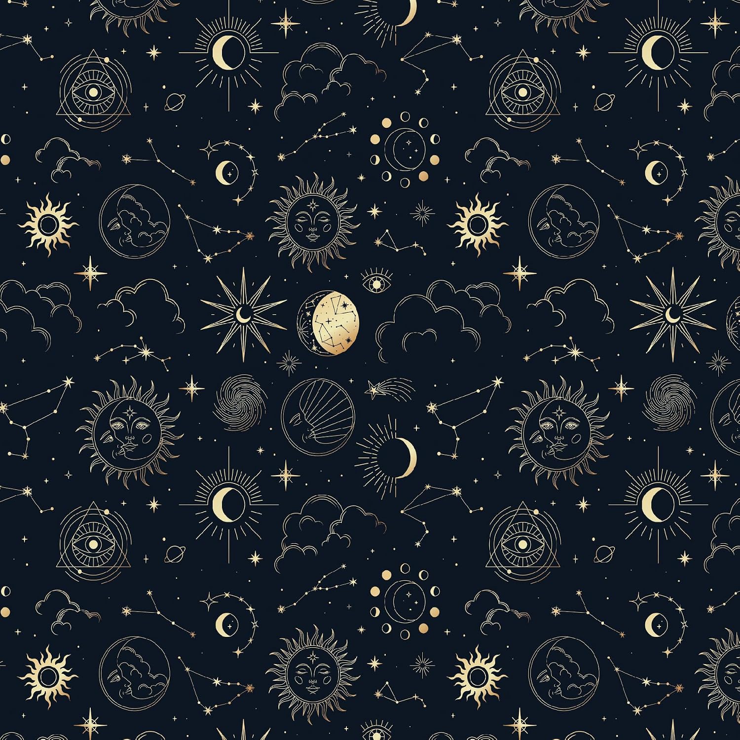 15x189 Inches Large Magic Galaxy Wallpaper Cartoon Astrology Constellation 3D Peel and Stick Self-Adhesive Stars, Sun, Moon, Wall Murals for Kids Bedroom, Living Room, Nursery, Door Decor (173)