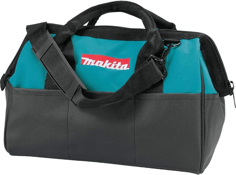Bolsa de herramientas para contratistas de 14" de alta resistencia Makita | 14 pulgadas de largo | Tela resistente | Cierre de cremallera | Asas de transporte | Amplia apertura | Costuras reforzadas | Diseño de lados suaves