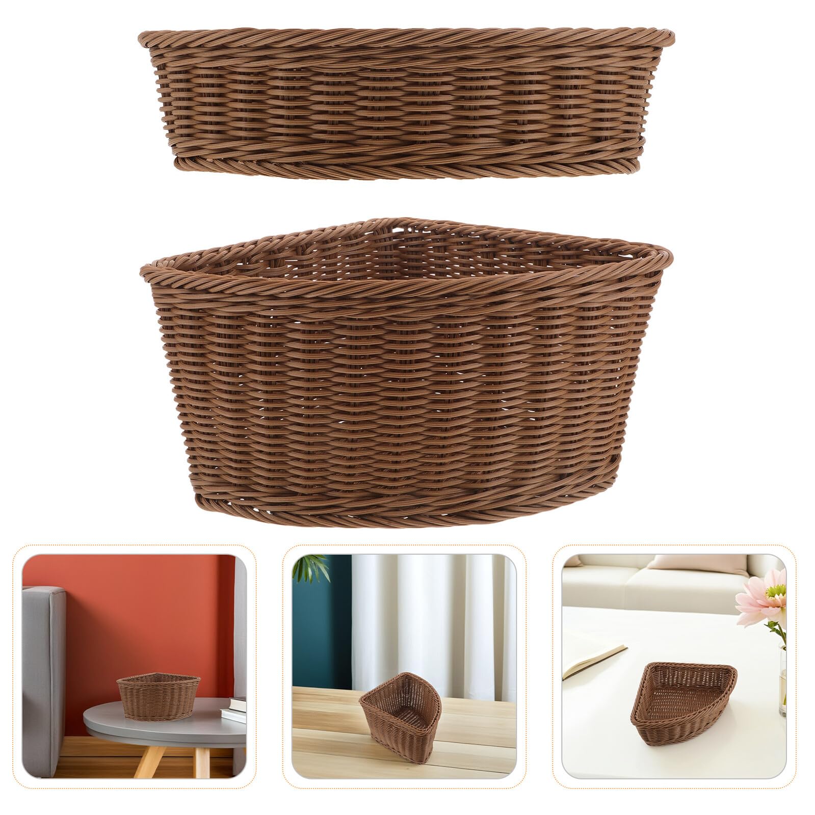 Cabilock Cesta de Almacenamiento en Forma de Abanico para Esquinas Juego de 2 Piezas de Plástico Imitación Ratán Tamaños 245X85 CM y 295X21 CM Organizador Multiusos para Cocina Baño
