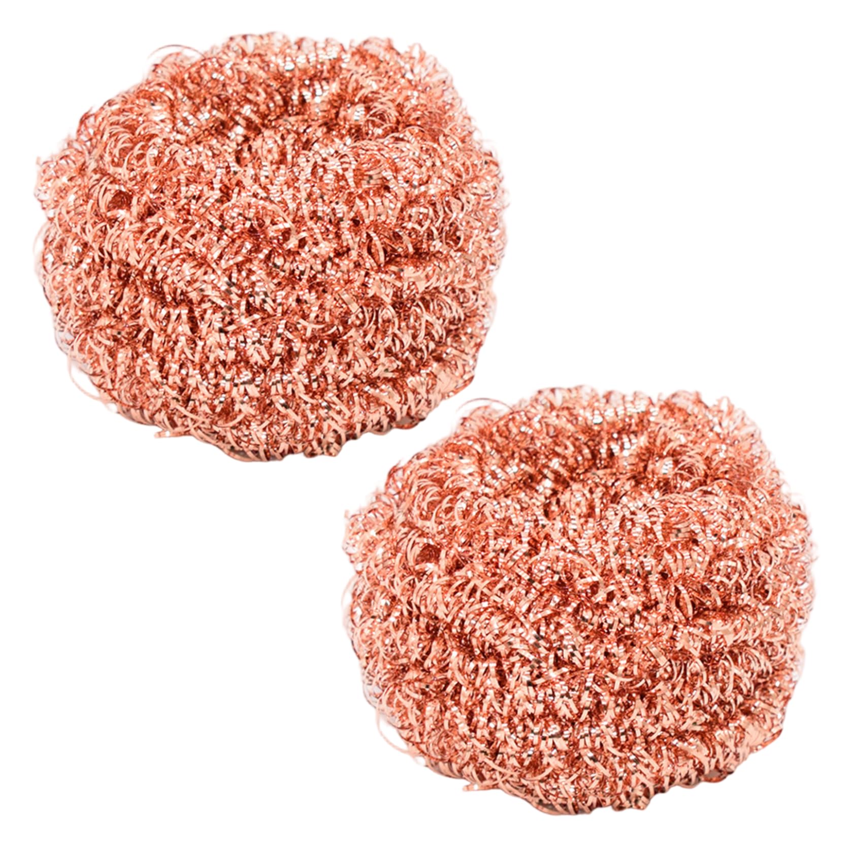 Hbbgdiy Copper Scrubber 2Pcs Heavy Duty Non Scratch Copper Sponge Reusable Metal Scouring Pads for Cast Iron Stainless Steel Pots Oven Racks Grills Cleaning