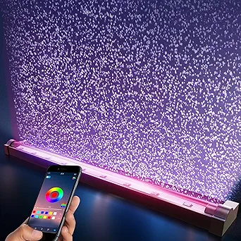 Smart App-Controlled LED Aquarium Light with 16 Million Colors and Nano Bubbler