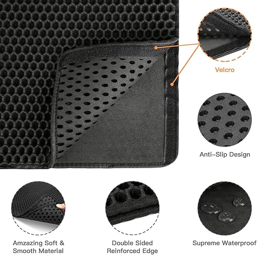 Miniatura 8 de Tapete para atrapar arena de gatos, extra grande, diseño de panal de abeja con doble capa, material a prueba de orina y agua, control de dispersión,