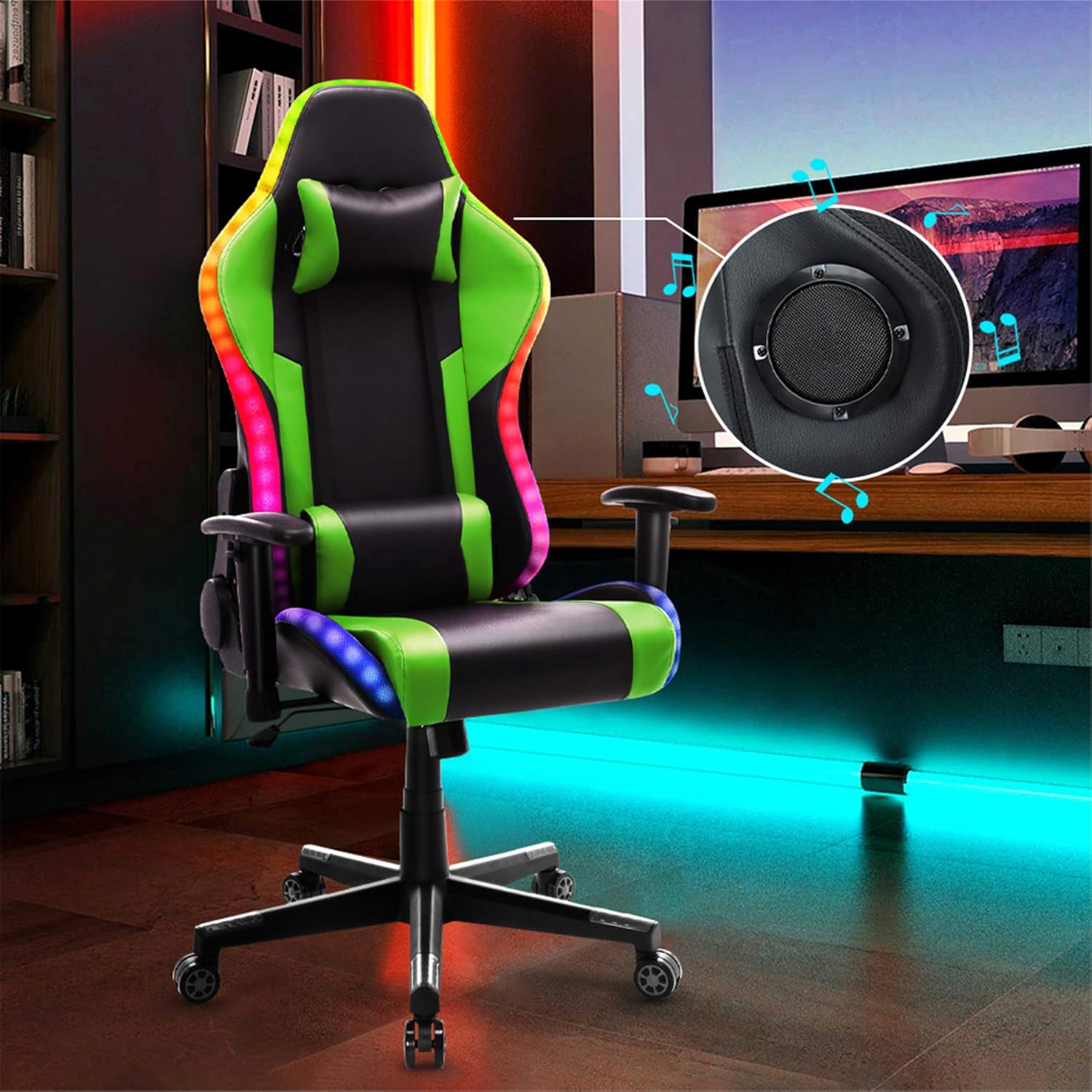Buy Gaming Chair With Bluetooth Speakers Rgb Led Lights
