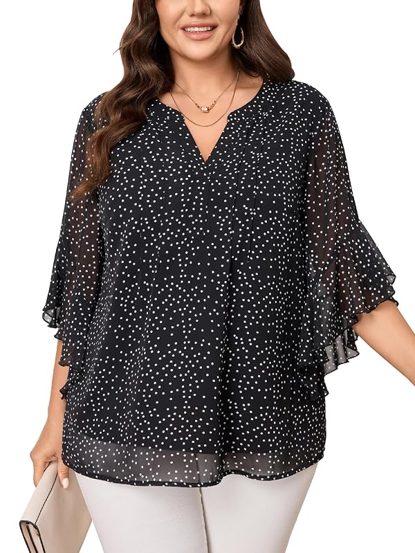 SCOMCHIC Women's Plus Size Blouse Dressy Casual Tops, XL-5XL by SCOMCHIC - Used condition - US$18.98