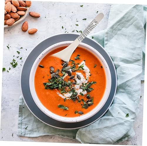 Miniatura 4 de Yardwe Juego de 2 cucharas de comedor de cerámica, cucharas de sopa grandes para el hogar, cocina, servir utensilios antiadherentes, seguros y