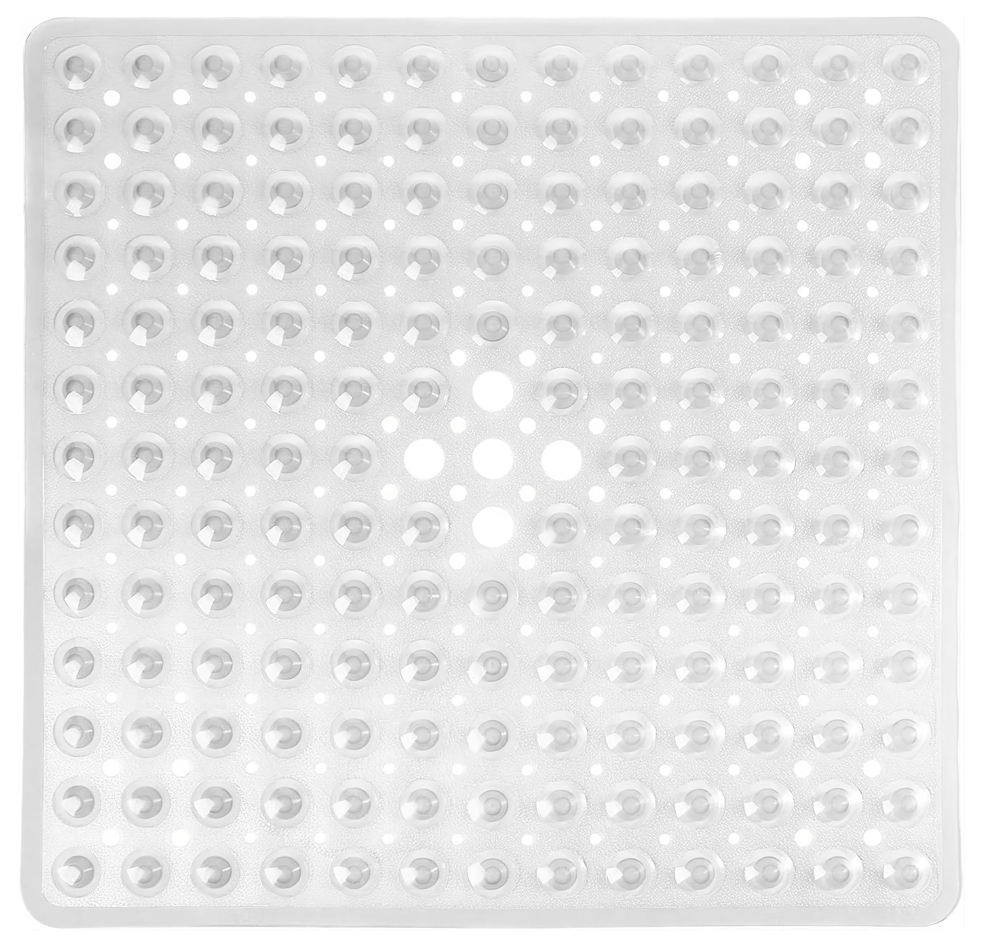 ADOV Square Shower Mat Non Slip Anti Mould, 53 x 53cm Bath Mat Clear for Inside-Shower, Anti Slip Shower Mats with Strong Suction Cups and Drain Holes, Mildew Resistant, Machine Washable