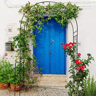 Metal Garden Arch 94.5" H Garden Arbor Trellis Climbing Plants Support Rose Arch Outdoor Lawn Wedding Party Events Archway Black
