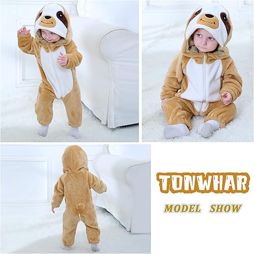 Miniatura 4 de TONWHAR - Mameluco con capucha, fantástico disfraz infantil de varios animales, como tigre o dinosaurio