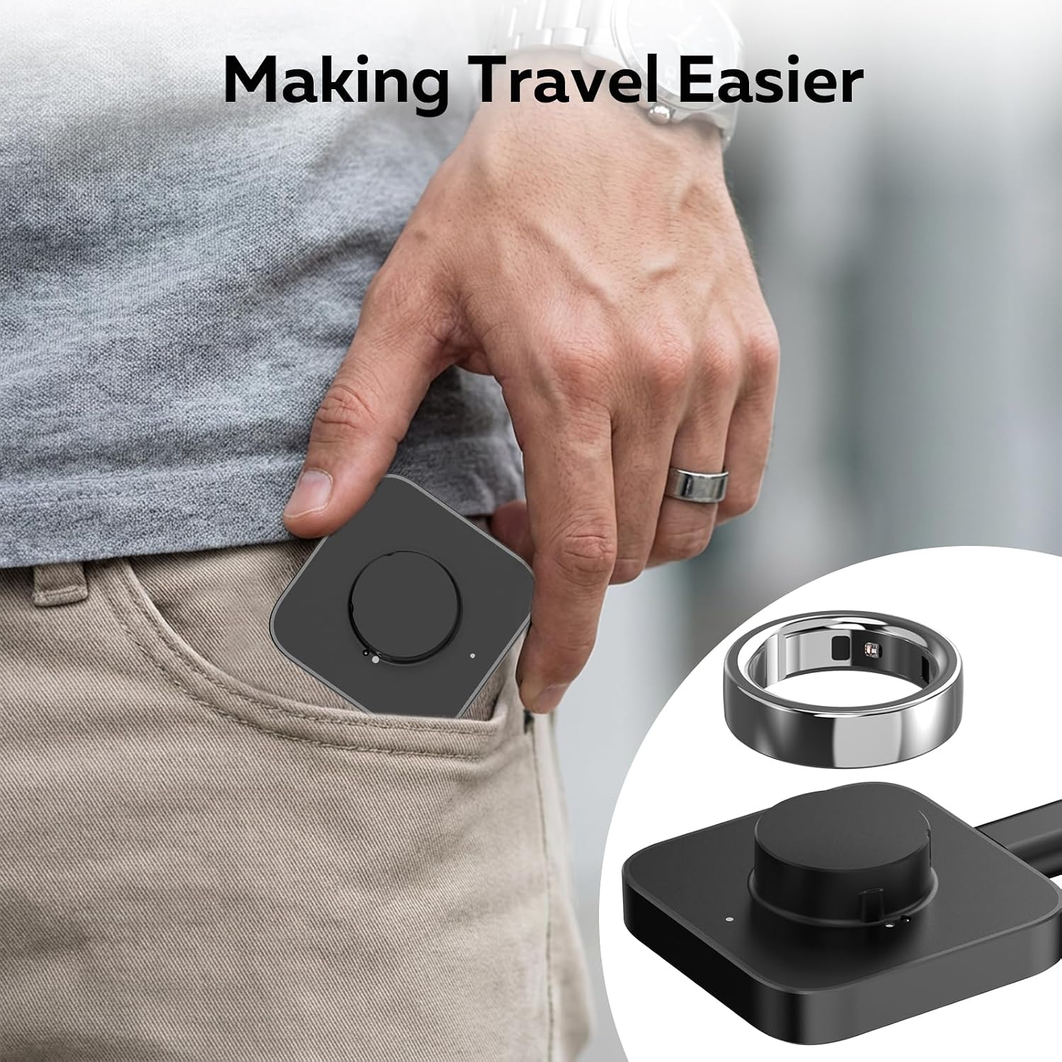 Compatible with Oura Ring Gen 4 (Size 14) Charger Fast Charging Dock with Infrared Sensing,Auto Stop Protection, Indicator, Non-Slip Base, Charger for Smart Ring Includes 59 Inch USB-C Cable