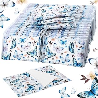 50 Packs Facial Tissue Packs Slim Tissues Bulk Wallet Size Travel Tissues Disposable Pocket Tissues Wedding Tissues for Guest Travel School Purse Home Supplies, 10 Count 3 Ply (Vintage Butterfly)