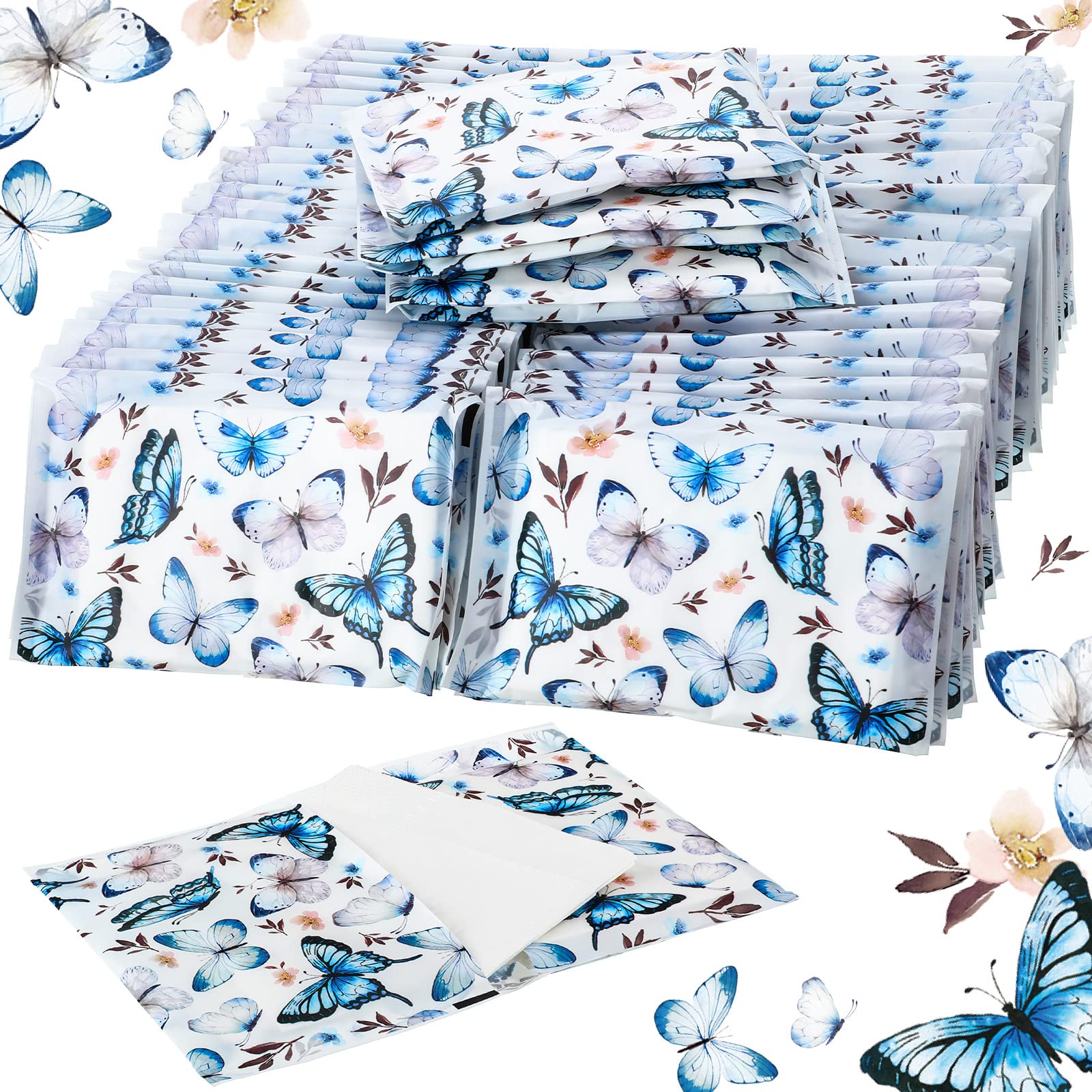 Geyee 50 Pack Travel Tissue Packets Facial Paper Napkins, Vintage Butterfly