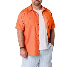 Synrgy Big and Tall Textured Solid Sport Shirt Sizes XL - 8XLT, Orangeade