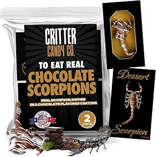 Hotlix Chocolate Covered Scorpion (2-Pack), Edible Bugs, Exotic Snacks, Individually Wrapped Candy, Unique Snacks, Snack Food Gifts, Halloween Chocolate Candy, Halloween Snacks, Exotic Candy