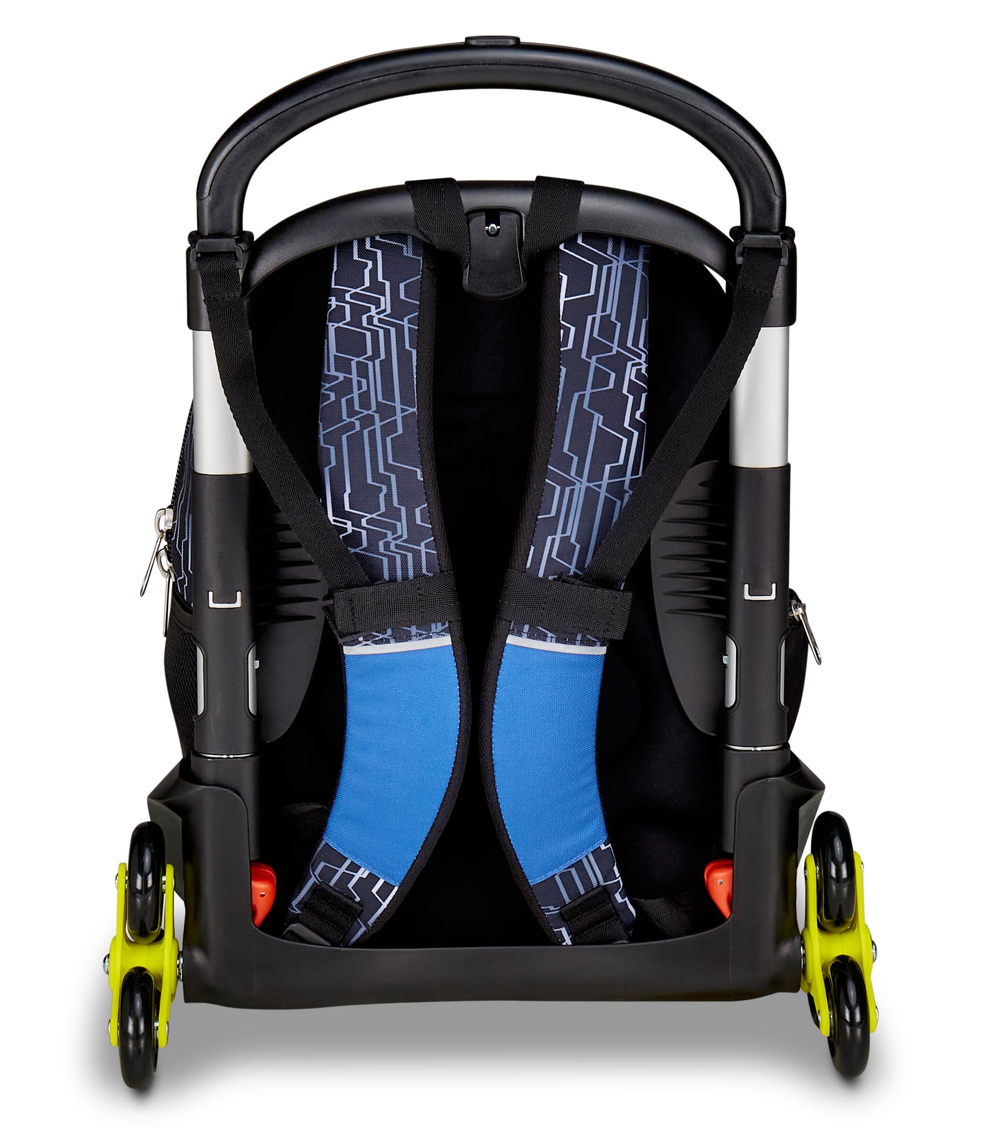Seven Trolley Scuola Flex 3 Ruote, Blu Giallo, Zaino Con Carrello Sganciabile Da 31 Litri, Con Tasca PC, Tasca Borraccia, Multiuso, Maneggevole e Confortevole, Scuole Medie e Superiori, Ragazzo